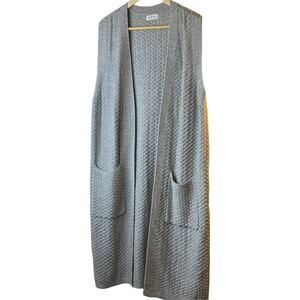 Sushi Kong Gray Sleeveless Long Knit Cardigan Sweater with Pockets Women's Small
